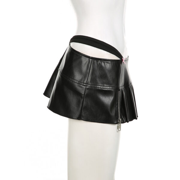 Women's Graceful And Fashionable Asymmetric Design Stitching Mini Pleated Skirt - Image 9