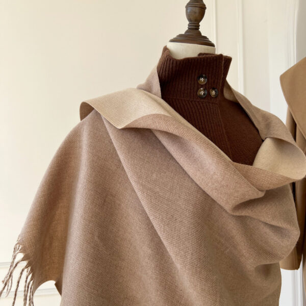 Double-sided Artificial Australian Wool Scarf Shawl - Image 3