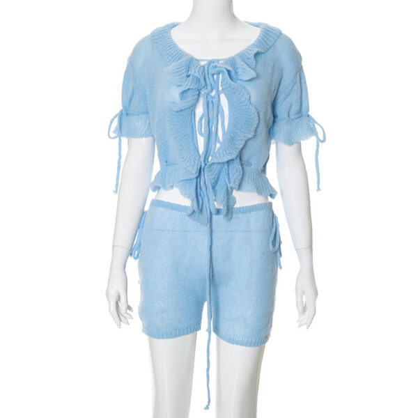 Ruffled Short Sleeves Suit Casual Style Suit - Image 8