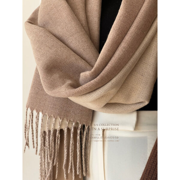 Double-sided Artificial Australian Wool Scarf Shawl - Image 2