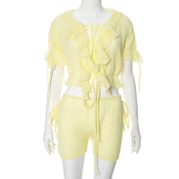 Ruffled Short Sleeves Suit Casual Style Suit - Image 7